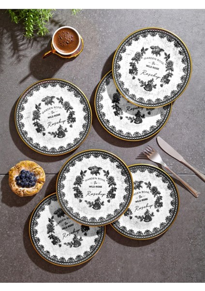 6'lı Özel Tasarım Handmade 19CM Stackable Pasta Tabak Seti - Tatlı Tabağı Seti Takımı