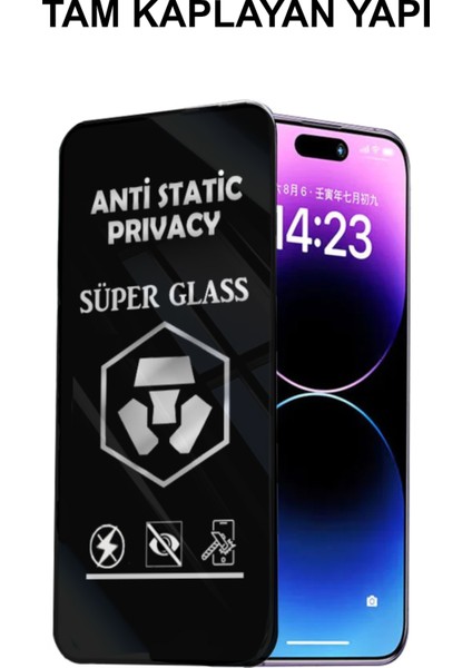 Caseart Apple iPhone 15 Pro Tam Kaplayan Anti Statik Hayalet Süper Cam Ekran Koruyucu