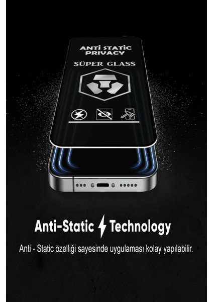 Caseart Apple iPhone 15 Pro Tam Kaplayan Anti Statik Hayalet Süper Cam Ekran Koruyucu