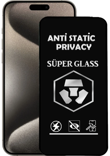 Caseart Apple iPhone 15 Pro Max Tam Kaplayan Anti Statik Hayalet Süper Cam Ekran Koruyucu