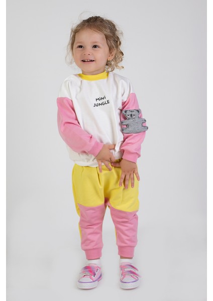 Kız Bebek&çocuk Iki Iplik Kumaş Orta Kalınlıkta Nakışlı Örme Basic Eşofman Takımı