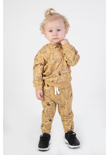 Erkek Bebek Çocuk İki İplik Kumaş Orta Kalınlık Örme Basic Alt Üst Eşofman Takımı