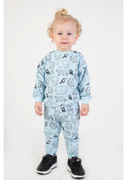 Erkek Bebek Çocuk İki İplik Kumaş Orta Kalınlık Örme Basic Alt Üst Eşofman Takımı fırsatları