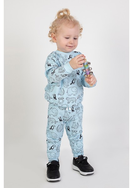 Erkek Bebek Çocuk İki İplik Kumaş Orta Kalınlık Örme Basic Alt Üst Eşofman Takımı indirimleri