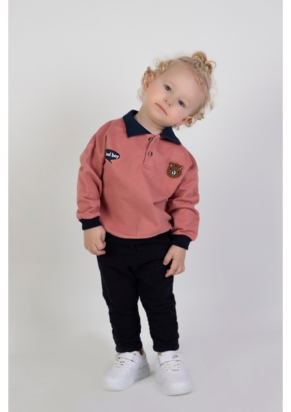 Erkek Bebek Çocuk İki İplik Kumaş Orta Kalınlık Polo Yaka Örme Basic Alt Üst Eşofman Takımı modelleri