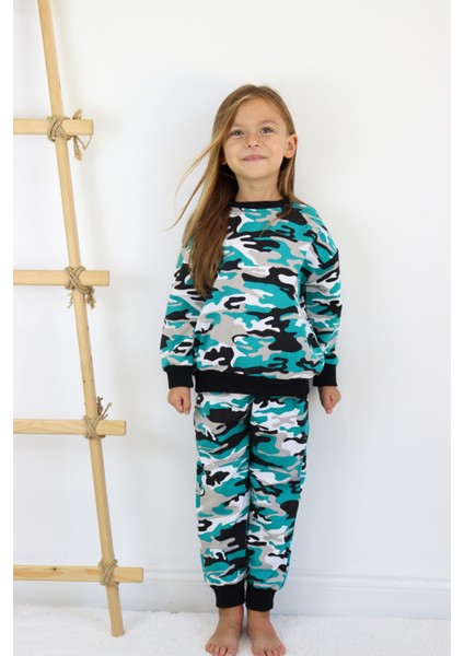 Kız-Erkek (Unisex) Çocuk Iki Iplik Kumaş Orta Kalınlıkta Nakışlı Örme Basic Eşofman Takımı