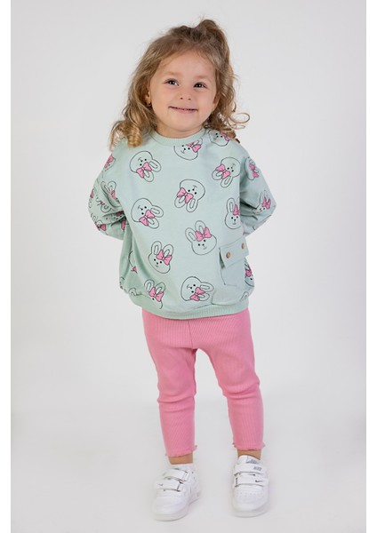 Kız Bebek&çocuk Iki Iplik Kumaş Orta Kalınlıkta Örme Basic Oversize Alt Üst Eşofman Takımı fırsatları