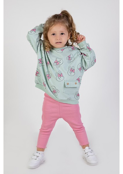 Kız Bebek&çocuk Iki Iplik Kumaş Orta Kalınlıkta Örme Basic Oversize Alt Üst Eşofman Takımı indirimleri