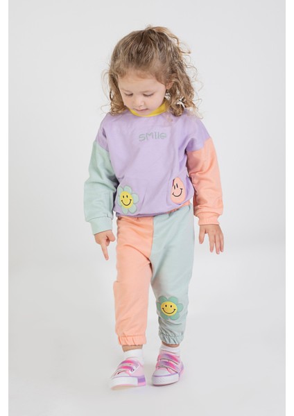 Kız Bebek&çocuk Iki Iplik Kumaş Orta Kalınlıkta Nakışlı Örme Basic Eşofman Takımı