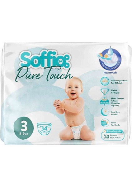 Pure Touch Bebek Bezi Islaklık Göstergeli No:3 34 Adet