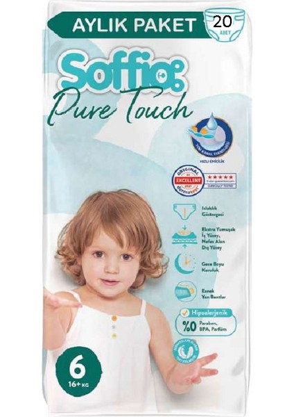 Pure Touch Bebek Bezi Islaklık Göstergeli No:6 20 Adet