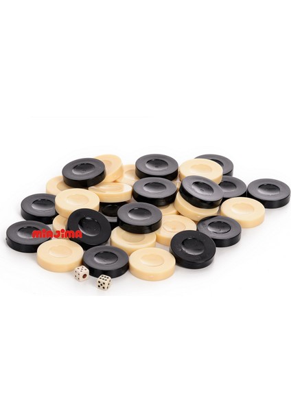 Akrilik Kalın Tavla Pulu Büyük Boy Siyah Krem Renk 35 MM modelleri