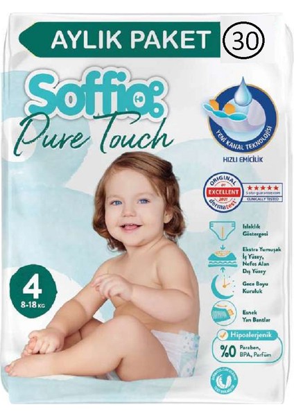 Pure Touch Bebek Bezi Islaklık Göstergeli No:4 30 Adet