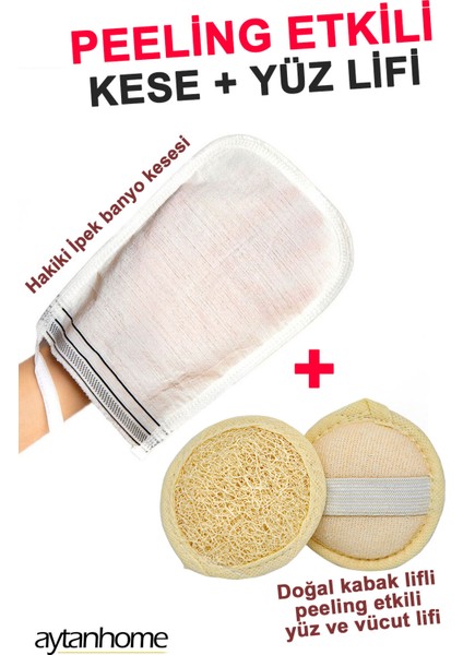 Hakiki Floş Ipek Banyo Kesesi, Peeling Etkili Yüz ve Vücut Lifi (Duş Hamam Seti)