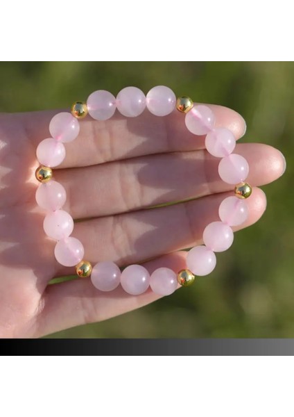 Şifa Doğal Taş Bileklik ( Pembe Kuvars ) 8 mm