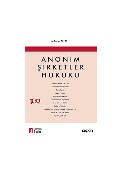 Anonim Şirketler Hukuku - Soner Altaş