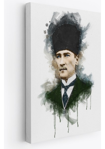 Mustafa Kemal Atatürk'ün Suluboya Görünümlü Portresi Dekoratif Kanvas Tablo-Da-78