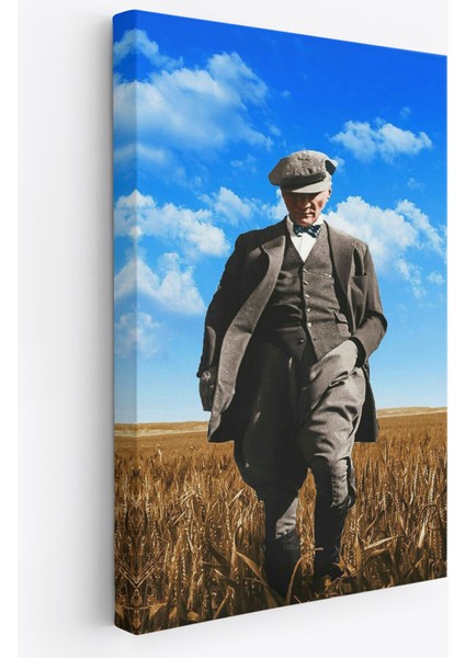 Atatürk Portre Tablosu Mustafa Kemal Atatürk Dikdörtgen Dekoratif Kanvas TABLO-FE-129
