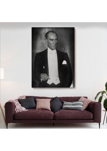 Atatürk Portre Tablosu Mustafa Kemal Atatürk Dikdörtgen Dekoratif Kanvas TABLO-FÖ-139
