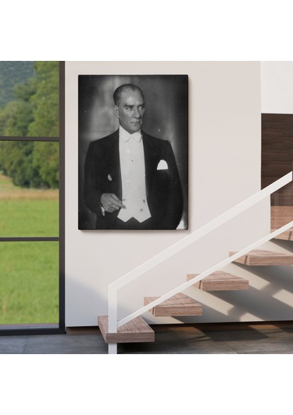 Atatürk Portre Tablosu Mustafa Kemal Atatürk Dikdörtgen Dekoratif Kanvas TABLO-FÖ-139