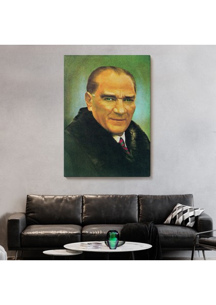 Atatürk Portre Tablosu Mustafa Kemal Atatürk Dikdörtgen Dekoratif Kanvas Tablo-Cş-70