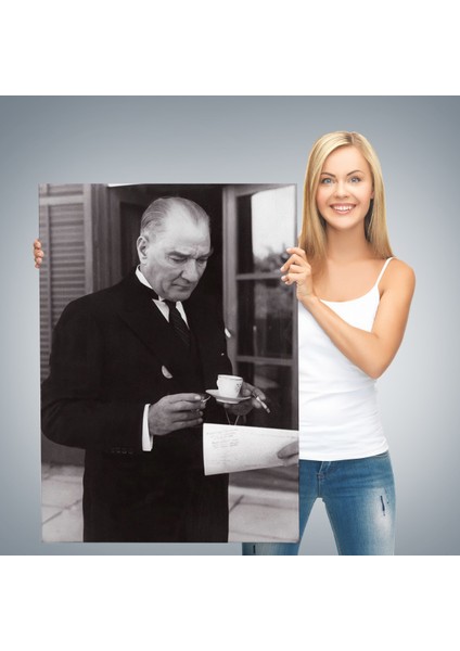 Atatürk Portre Tablosu Mustafa Kemal Atatürk Dikdörtgen Dekoratif Kanvas TABLO-FR-141 modelleri