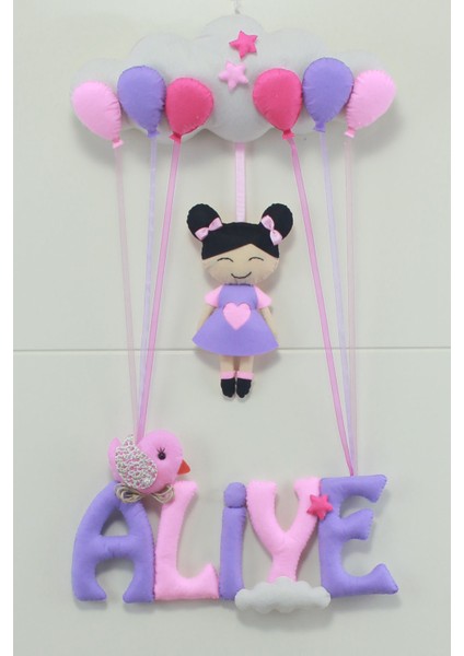 Aliye Isimli Pembe Lila Kız Bebek ve Hastane Odası Kapı Süsü fiyatları