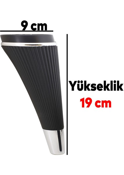 Iron 6'lı Set Mobilya Tv Ünitesi Çekyat Koltuk Kanepe Destek Ayağı 19 Cm Siyah Ayakları M8 Civatalı