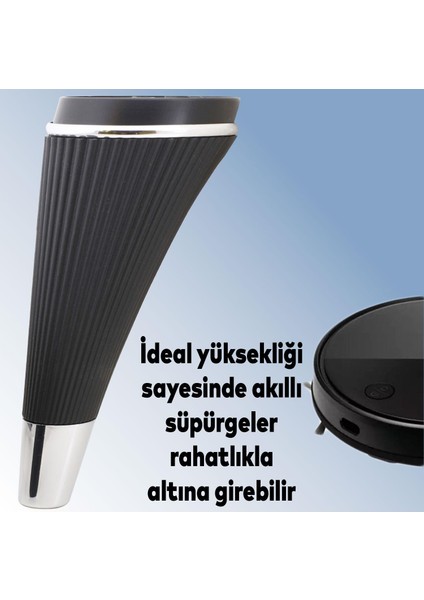Iron 6'lı Set Mobilya Tv Ünitesi Çekyat Koltuk Kanepe Destek Ayağı 19 Cm Siyah Ayakları M8 Civatalı