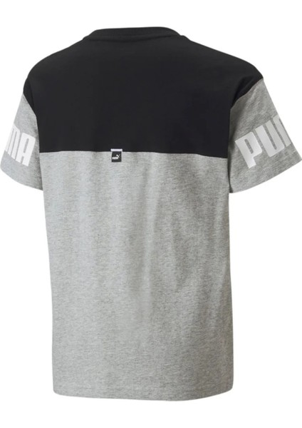 Düz Gri Erkek T-Shirt 67009704 Puma Power Colorblock Tee