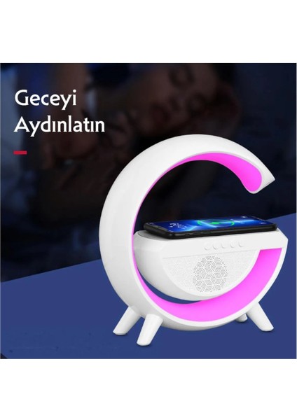 Akıllı Gece Lambası Speaker Bluetooth Hoparlör Kablosuz Şarj Rgb Masa Lambası Yatak Odası Dekor