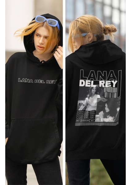 Lana Del Rey Sırt Baskılı Kapüşonlu Sweatshirt, Unisex Oversize Lana Del Rey Baskılı Hoodie