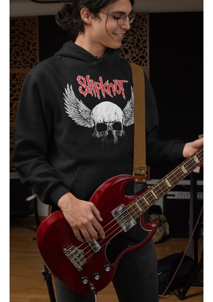 Slipknot Baskılı Kapüşonlu Sweatshirt, Unisex Oversize Rock Metal Baskılı Hoodie