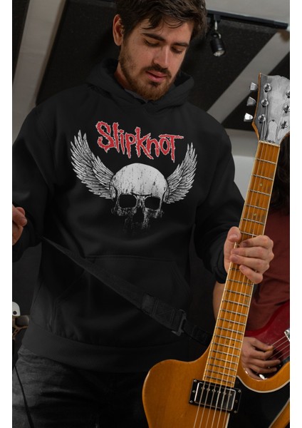 Slipknot Baskılı Kapüşonlu Sweatshirt, Unisex Oversize Rock Metal Baskılı Hoodie