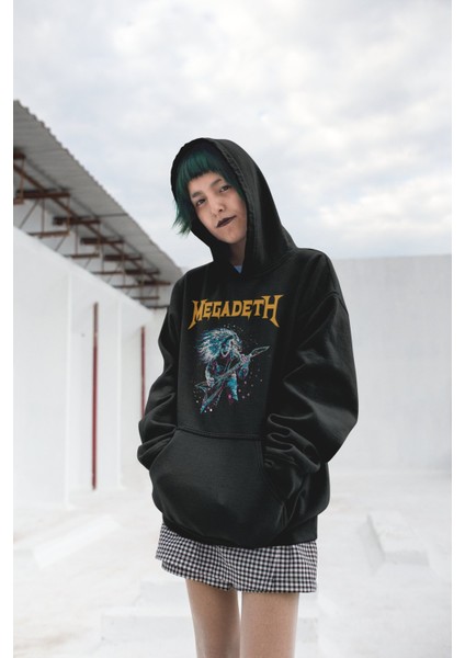 Megadeth Baskılı Kapüşonlu Sweatshirt, Unisex Oversize Rock Metal Baskılı Hoodie