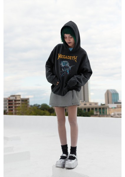 Megadeth Baskılı Kapüşonlu Sweatshirt, Unisex Oversize Rock Metal Baskılı Hoodie