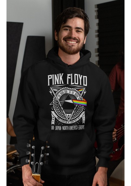 Pink Floyd Baskılı Kapüşonlu Sweatshirt, Unisex Oversize Rock Metal Baskılı Hoodie