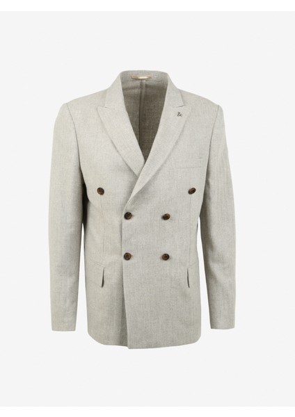 Slim Fit Bej Erkek Düz Ceket F3WM-CKT174
