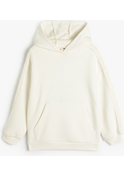 Basic Kapşonlu Sweatshirt Uzun Kollu Kanguru Cepli Şardonlu