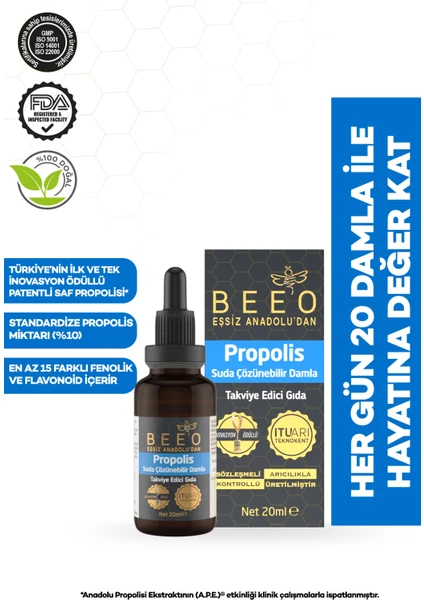 Bee' o  Suda Çözünebilir Propolis Damla 20 ml