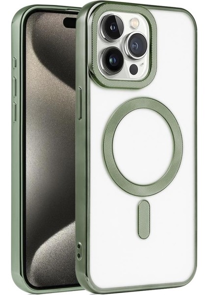 Apple iPhone 15 Pro Kılıf Pütür Dizayn Magsafe Şeffaf Krns Case