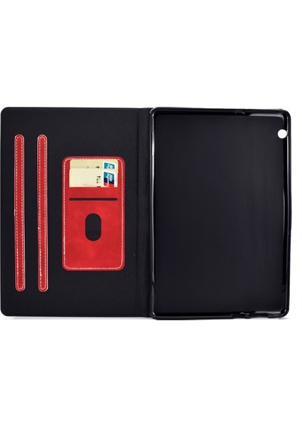 Huawei Mediapad T5 Inek Doku Için Tutucu ve Kart Yuvaları ile Yatay Flip Deri Kılıf (Yurt Dışından)