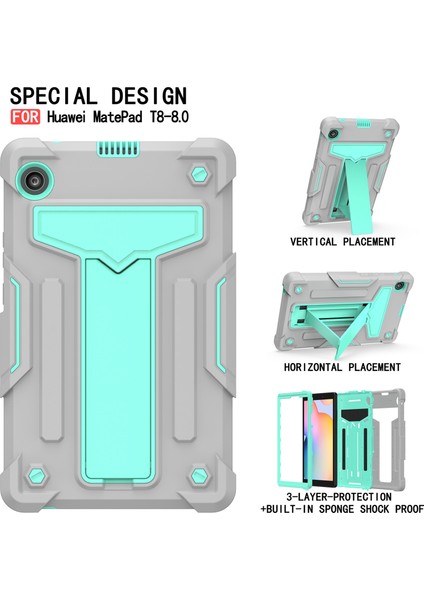 For Huawei Matepad T8 T-Shaped Bracket Contrast Color Shockproof Pc + Silicone Protective Case (Yurt Dışından)