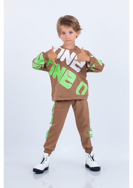 Erkek Çocuk Iki Iplik Kumaş Baskılı Orta Kalınlıkta Örme Basic Oversize Alt Üst Eşofman Takımı modelleri