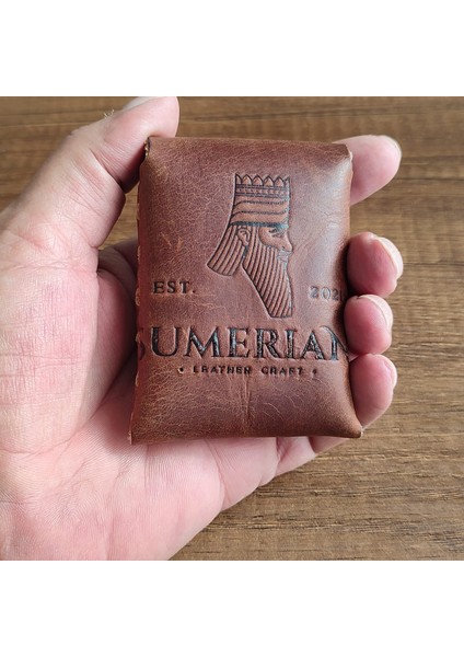 Sumerian Wallet Minimalist Deri Kartlık Tarçın (Anahtarlık Hediye ) modelleri