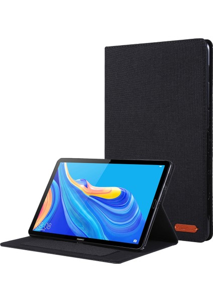 Huawei Mediapad Için M6 10.8 Bez Teature Yatay Flip Pu Deri Kılıfı ile Tutucu ve Kart Yuvaları ile For Huawei Mediapad M6 10.8 (Yurt Dışından)