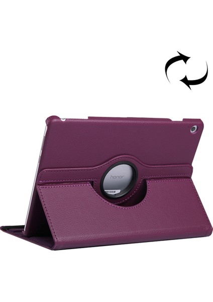 Litchi Doku Yatay Flip 360 Derece Rotasyon Deri Kılıf Için Huawei Mediapad T5 10.1, Tutucu ile (Yurt Dışından)