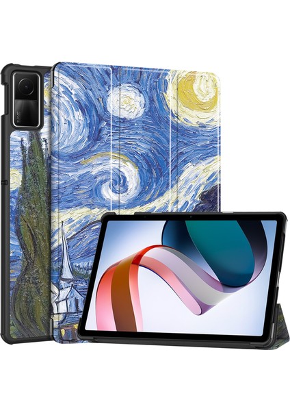 Custer Painted 3-Fold Holder Smart Leather Tablet Case For Xiaomi Redmi Pad Se (Yurt Dışından)