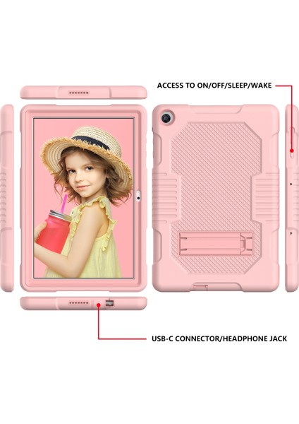 For Huawei Matepad T10 Contrast Color Robot Shockproof Silicone + Pc Protective Case With Holder (Yurt Dışından)