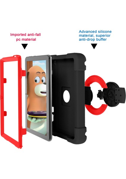 For Fire Hd8 Pc + Silicone Shockproof Combination Case With 360 Degree Rotating Holder & Handle (Yurt Dışından)